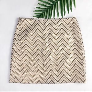 🆕 J. Crew Gold Chevron Zigzag Jacquard Mini Skirt